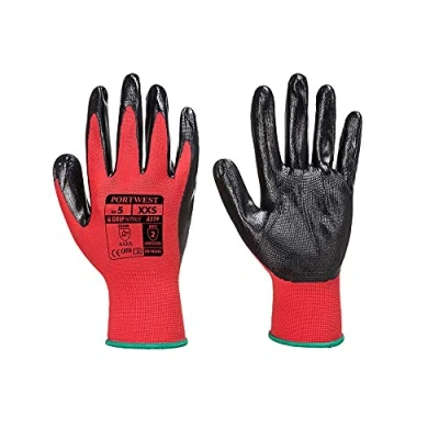 Imagen de Portwest Guante De Nitrilo Flexo Grip (En Pack Expositor), Tamaño: XL, Color: Rojo/Negro, A319R8RXL