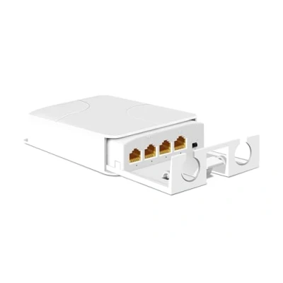 Imagen de Davuaz extensor PoE Gigabit para exteriores, PoE+ 1 en 3 salidas con 1000 Mbps, hasta 30 W, compatible IEEE802.3af/at, impermeable IP66, extiende 100 m adicionales, Plug &amp; Play, repetidor