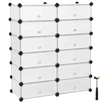 Imagen de SONGMICS Estantería por módulos Organizador de Zapatos, Zapatero con 12 estantes, 83 x 31 105 cm, Resistente al Polvo, Color Blanco LPC26W