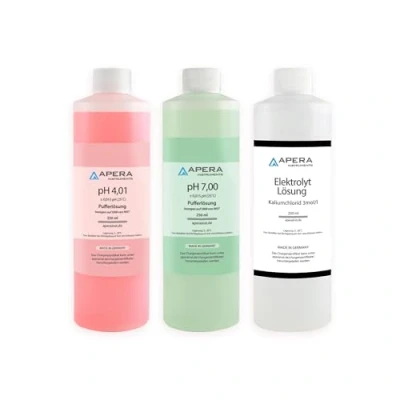 Imagen de Apera Instruments solución de calibración pH 4.01/7.00 + almacenamiento electrodos 3M KCl 250 ml cada uno, conjunto tampón
