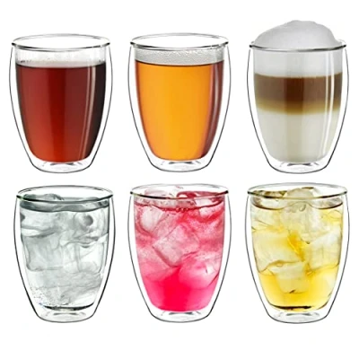 Imagen de Creano Vaso térmico de Doble Pared 400 ml, café/té/catte Macchiato Extra Grande Resistente al Calor, Vidrio borosilicato Set 10: 6X 400ml 2XL (Paquete 6)