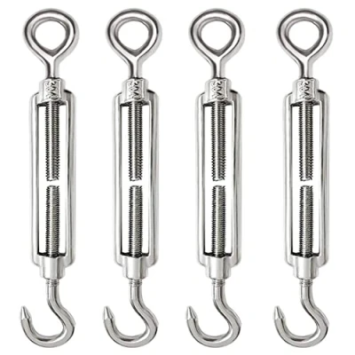Imagen de 4 Piezas Tensor Cable M8 Alambre Acero Inoxidable 304 Ajustable Gancho y Ojo para Cuerda