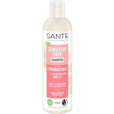 Imagen de SANTE Naturkosmetik Sensitive Care Champú Probióticos + Complejo de Proteínas 3 Capas, Vegano para Cabello Fortalecido e Hidratado, Adecuado un Cuero Cabelludo Sensible, 250 ml