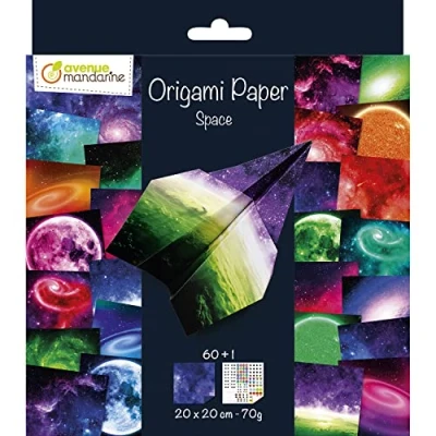 Imagen de Clairefontaine ES Avenue Mandarine OR519C Papel Origami, un Paquete de 60 Hojas Origami 20 x cm, 70 g, 30 Patrones 2 Hojas, Incluye una Hoja Pegatinas Ojos, a Partir 5 Años