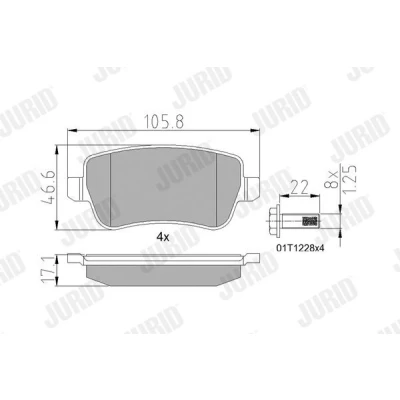 Imagen de JURID 573307J Juego de pastillas freno no preparado para indicador desgaste con accesorios FIAT: Croma II Familiar