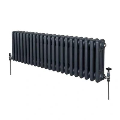 Imagen de Radiador Tradicional Horizontal de 3 Columnas 300mm x 1012mm Gris Antracita Acero Montado en pared Kit fijación y soportes + Cepillo limpieza GRATIS Calefacción estufa calefactor
