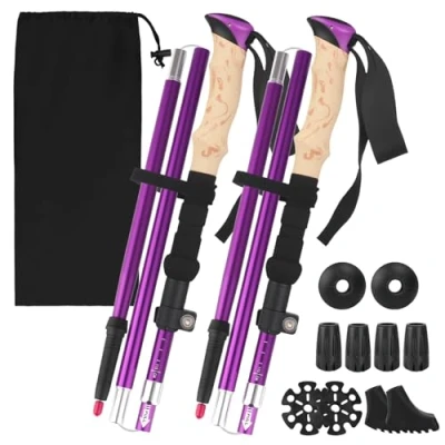 Imagen de WUSUPU Bastones de Trekking Aluminio,Bastones Plegables 115 135 cm,Bastones para Marcha nórdica,para Mujer y Hombre,Ligeros Extensibles,con 5 Pares Almohadillas,para Senderismo