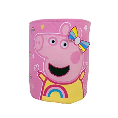 Imagen de Character World Peppa Pig Cubo de almacenamiento oficial Diseño Bowstar Cesta lavandería Organizador para dormitorio infantil, sala juegos niños 38 x 31 cm lona algodón