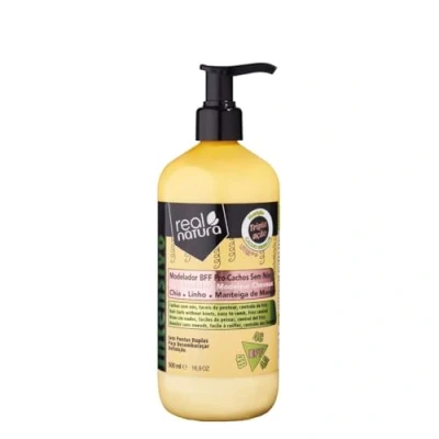 Imagen de Real Natura Crema de Peinado BFF Pro Rizos Sin Nudos Definición Duradera Hidrata y Reduce Frizz Brillo Natural Sal 500ml