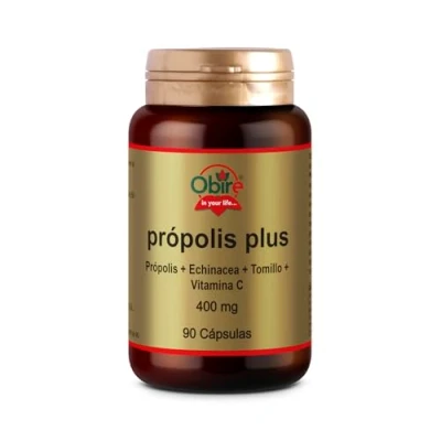 Imagen de Obire Própolis Plus 400 mg 90 Cápsulas Echinácea + Tomillo Vitamina C Ayuda a Reforzar el Sistema Inmune Rico en Aminoácidos y Oligoelementos 45 Días de Uso