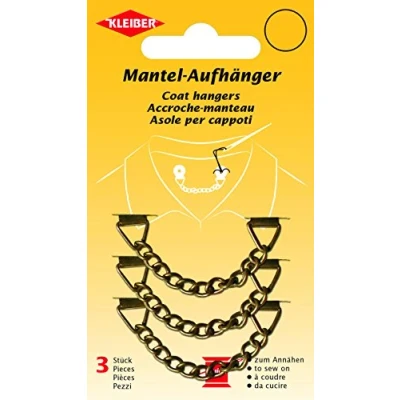 Imagen de Kleiber Colgadores para Abrigo, metálicos, coserlos, Juego de 3, Color Metal Cepillado