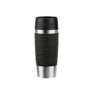 Imagen de Emsa N20227 Travel Mug Wave Vaso térmico (0,5 L, cierre de rosca, acero inoxidable, 6 horas calor y frío durante 12 horas, 100% hermético, apto para lavavajillas, apertura 360, color rosa