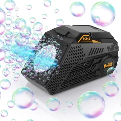 Imagen de Euakee Maquina de Burbujas Automatico, Pompas Jabon Portátil con Batería Recargable, Máquina Eléctrico para Bodas/Cumpleaños/Fiestas, 16000+ Burbujas/Min