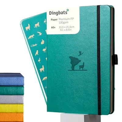 Imagen de Dingbats* Earth Cuaderno A5 Punteado Mediano Libreta de Tapa Dura Cuero PU Cierre Elástico, Soporte para bolígrafos, Marcador