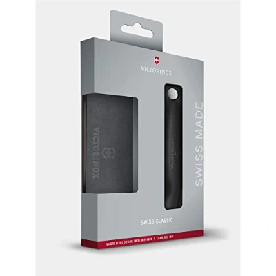 Imagen de Victorinox Swiss Classic, cuchillo de mesa y tabla cortar, 2 piezas, picnic, hoja extra afilada, filo dentado, 11 cm, acero inoxidable, negro