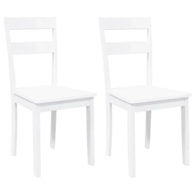 Imagen de vidaXL Sillas de Comedor 2 Unidades Madera Maciza Caucho Blanco, Silla Comedor, Cocina, Asiento