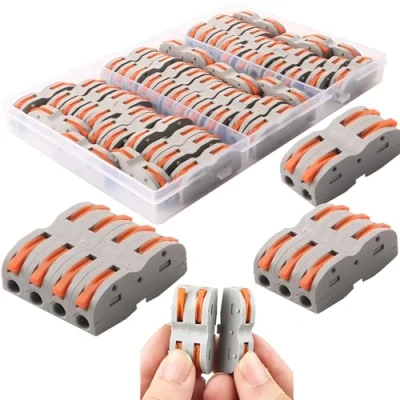 Imagen de CESFONJER Lever Nut Surtidas Conector, Bloque de Terminales Barra Presión Bilateral, Conductores Surtido Conectores Cable Compacto SPL 1 (Paquete 42)