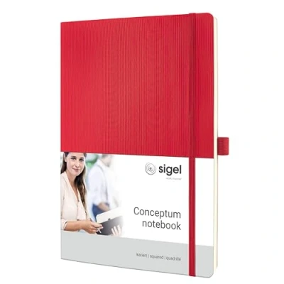 Imagen de SIGEL CO314 Cuaderno premium cuadriculado, A4, tapa blanda, rojo Conceptum