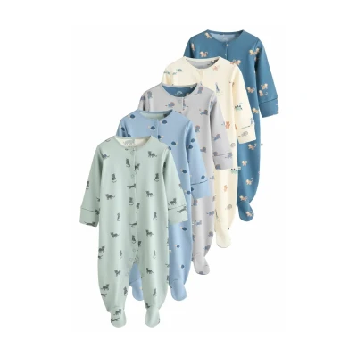Imagen de Next Patterned 5 PACK Regular FIT Pijama de bebé para niños, Talla: 6 9m, Teal blue