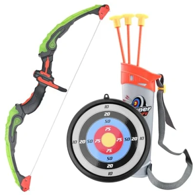 Imagen de Gvolatee Arco y Flechas para Niños, Tiro con Niños LED, Arcos Flechas, Bow and Arrow for Kids, de Juguete 3 Ventosa 1 Carcaj Diana, Interiores Exteriores