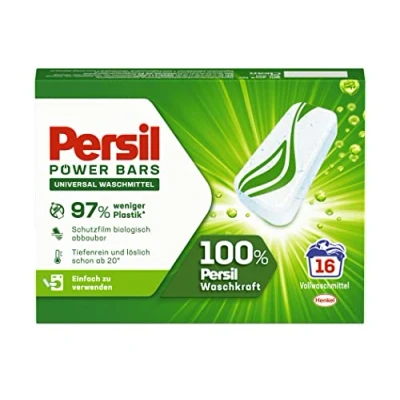 Imagen de Persil Power Bars detergente universal (16 lavados), predosificado en embalaje sostenible, para ropa higiénica limpia a partir de 20 C