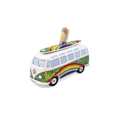 Imagen de BRISA VW Collection Hucha de Cerdito T1 Camper Bus Samba y Tabla Surf (Love Bus/Verde)