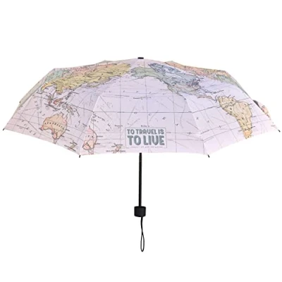 Imagen de Legami Paraguas plegable, Ø 100 cm, de poliéster, estructura acero negro, mango plástico, ligero, a prueba viento, funda incluida, Travel, Small, Casual