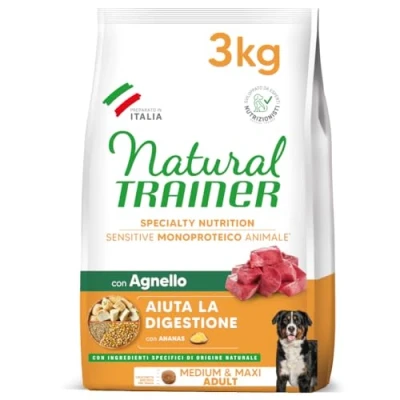 Imagen de Natural Trainer Sensitive No Gluten Pienso para Perros Medium Maxi Adult con Cordero y Cereales Integrales 3kg