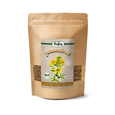 Imagen de Biojoy Hierba de San Juan BÍO (250 g), Hipérico seco y cortado, apto para infusión té (Hypericum perforatum)