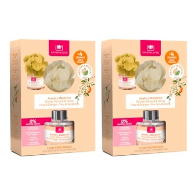 Imagen de CRISTALINAS Pack 2 Ambientador Flor Perfumada Aroma Azahar Larga Duración 4 Semanas 2x40ml 0% Alcohol