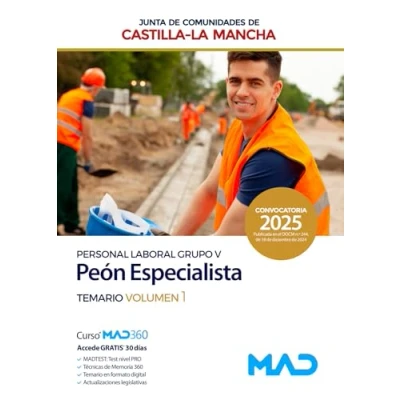 Imagen de Peón Especialista (Grupo V de Personal Laboral La Junta Comunidades Castilla Mancha). Temario Volumen 1