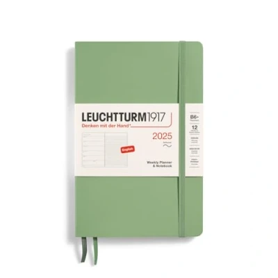 Imagen de LEUCHTTURM1917 370656 calendario semanal y cuaderno de notas Paperback (B6+) 2025, tapa blanda, salvia, inglés