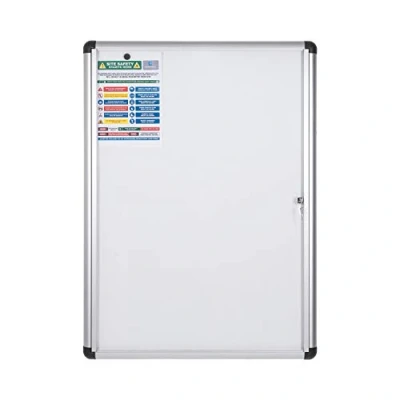 Imagen de Bi Office Boletín Enclore Extra, Superficie magnética en acero lacado, Tablón de anuncios con puerta bisagras para interiores aluminio, 723 x 984 mm 9xA4