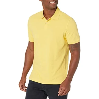 Imagen de Amazon Essentials Polo de Piqué Algodón Ajuste Entallado Hombre, Amarillo, M