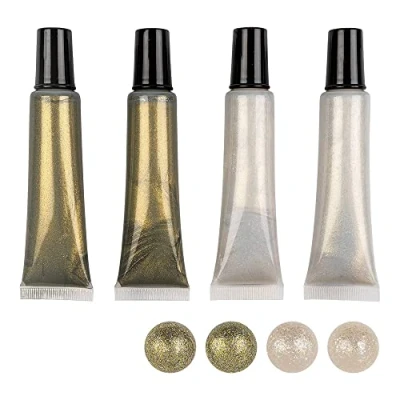 Imagen de Ideen mit Herz Juego de 4 rotuladores metálicos 25 ml, efecto perla para papel, textiles, (2 blancos, 2 dorados)