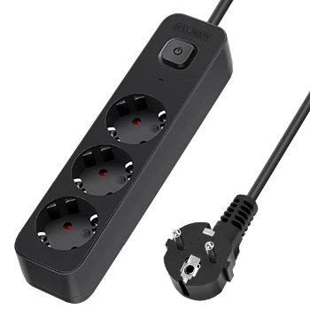 Imagen de Aigostar Regleta Enchufes, Alargador Enchufe de 3 Enchufes con Interruptor, Cable 5 Metros, Negro