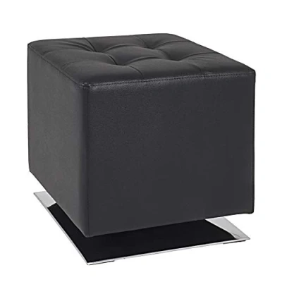 Imagen de HAKU Möbel Taburete cromo, negro, Imitación de cuero, metal Dim.: AN 40 cm x AL 42 P cm, Estilo: Moderno