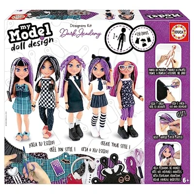 Imagen de Educa My Model Doll Design Dark Academy Fashion Style. Kit para convertirte en diseñador y Estilista. Manualidad niños a Partir de 6 años (19827)