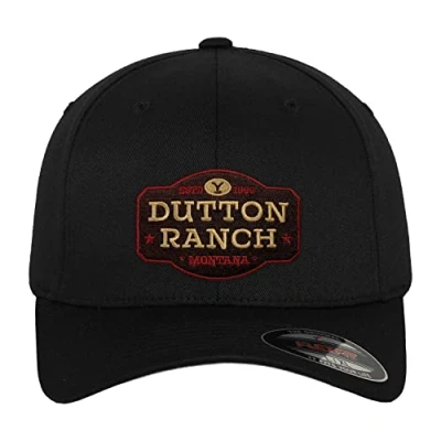 Imagen de Yellowstone Licenciado Oficialmente Dutton Ranch Flexfit Cap (Negro), Small/Medium