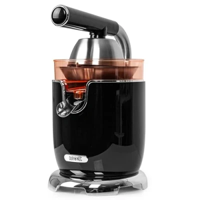 Imagen de Duronic JE605 Exprimidor de Naranjas eléctrico 600W Mango aluminio y cuerpo con tapa acero inox. Depósito BPA Free 2 Conos filtro pulpa ajustable Función antigoteo Fácil uso limpieza