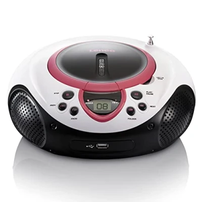Imagen de Lenco SCD 38 USB Rosa Radio FM portátil con Reproductor de CD/MP3 Entrada AUX