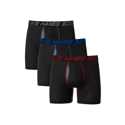 Imagen de Hanes X Temp Total Support Pouch Calzoncillos Tipo bóxer antirozaduras, Absorbe la Humedad, Paquete múltiple Ropa Interior de Hombres, Pierna Regular Negro, M (Pack 3)