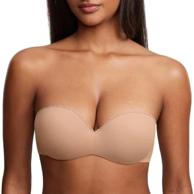 Imagen de DOBREVA Sujetador Sin Tirantes con Push Up Costuras para Mujer Natural 100B