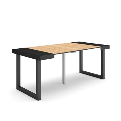 Imagen de Skraut Home Mesa Consola Extensible Comedor Plegable 180 para 8 comensales Patas Madera Maciza Estilo Moderno Negro y Roble