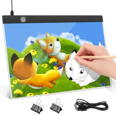 Imagen de VFANDV Mesa de Luz A3, LED Tableta Dibujo Portátil con Brillo Ajustable para Calcar Cable USB Bocetos Diseño Diamante Pintura