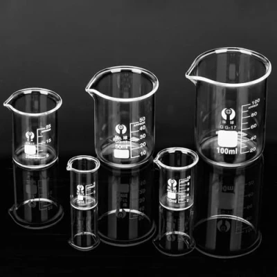 Imagen de HATANSE 5 Piezas Vaso de Precipitados Vidrio 5ml 10ml 25ml 50ml 100ml Graduado Borosilicato para Laboratorio Experimentos Químicos