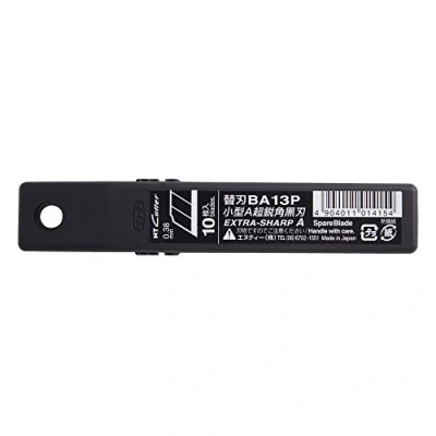 Imagen de NT Cutter Cuchilla de cuchillo utilidad ultra afilada 9 mm, negro, 10 cuchillas/paquete, 1 paquete (BA13P), 58 grados