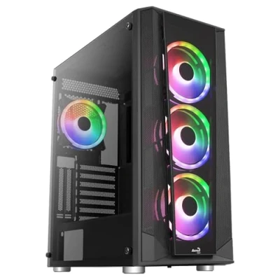 Imagen de Aerocool PRISMBKV3, Caja PC ATX Negra, 4 Ventiladores ARGB, Frontal + Lateral Cristal Templado