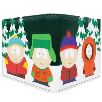 Imagen de South Park Cartman Kyle Kenny Stan Parada de Autobús Billetera/Cartera Doble con ID y Porta Tarjetas, Verde