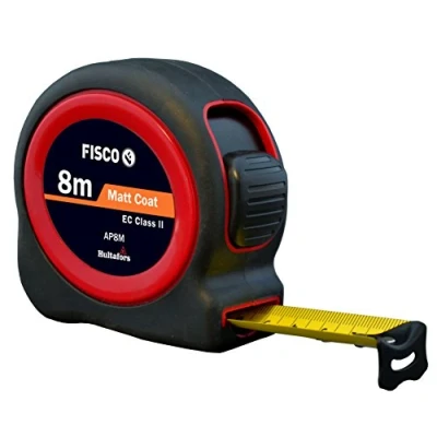 Imagen de FISCO AP8M/D Flexómetro Clase II con caja de ABS recubierta goma (8 m x 25 mm), Negro